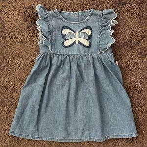 Stella McCartney Kids Dress Denim Jean Butterfly Ruffle Spring Summer 36 Months